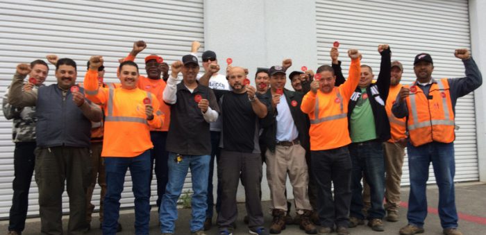 Ten thousand members of the Brotherhood of Maintenance of Way Employees participated in a national “Healthcare not Wealthcare” sticker day June 8. They're fighting attempts by profitable Class 1 railroad operators to impose major health care concessions. Photo: BMWE